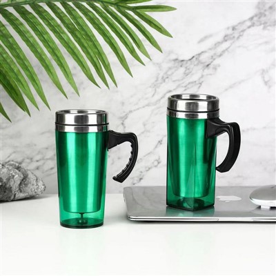Mug Perjalanan Plastik dengan Pegangan dan Tutup